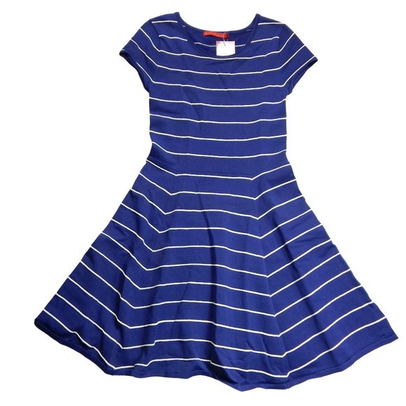 Krimson Klover A Line Dress Knee Length Stripped Dress SIze  S Blue and White - Picture 1 of 12